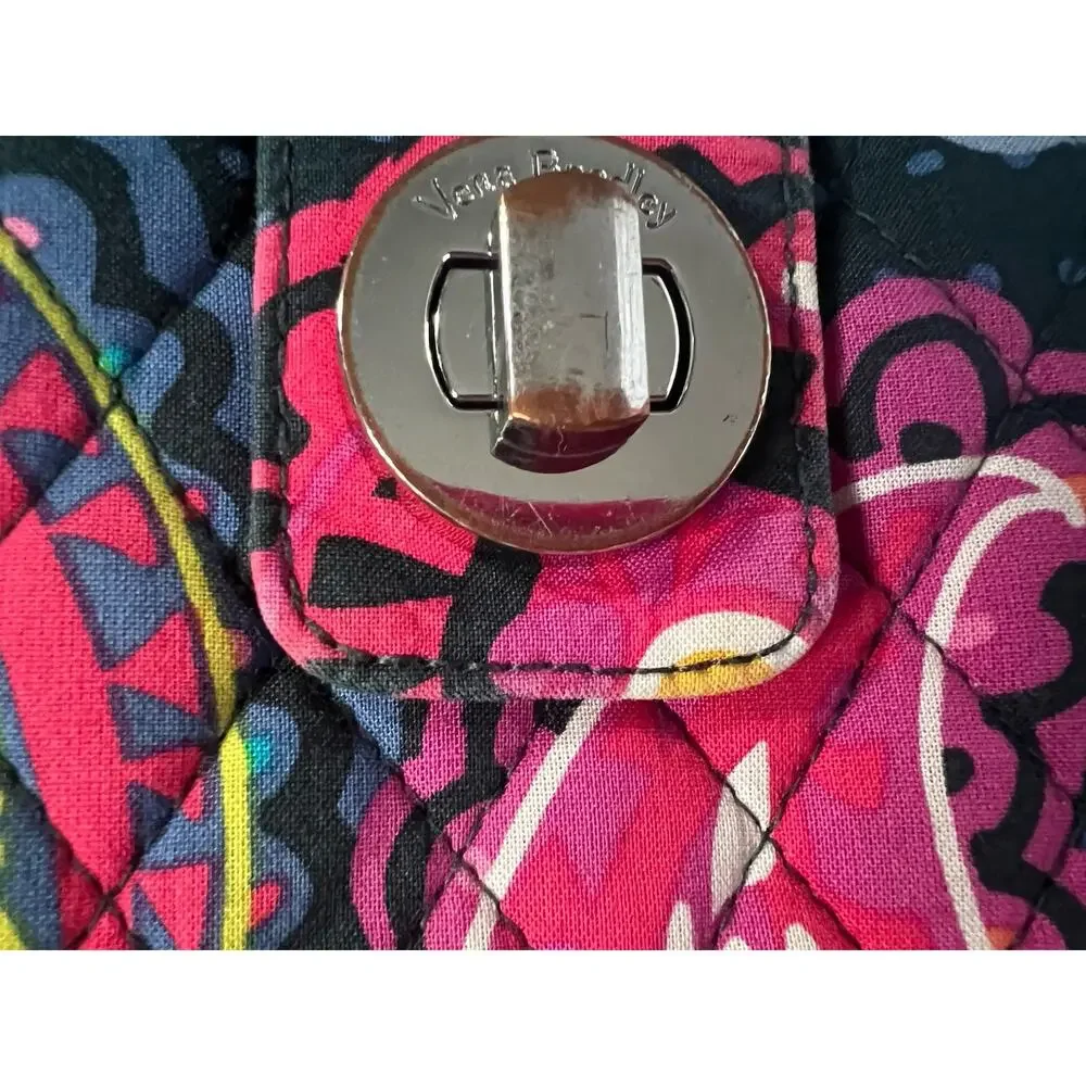 Vera Bradley Turn Lock Wallet Retired "Twilight Paisley” 2018 Blue Pink - Picture 3 of 12